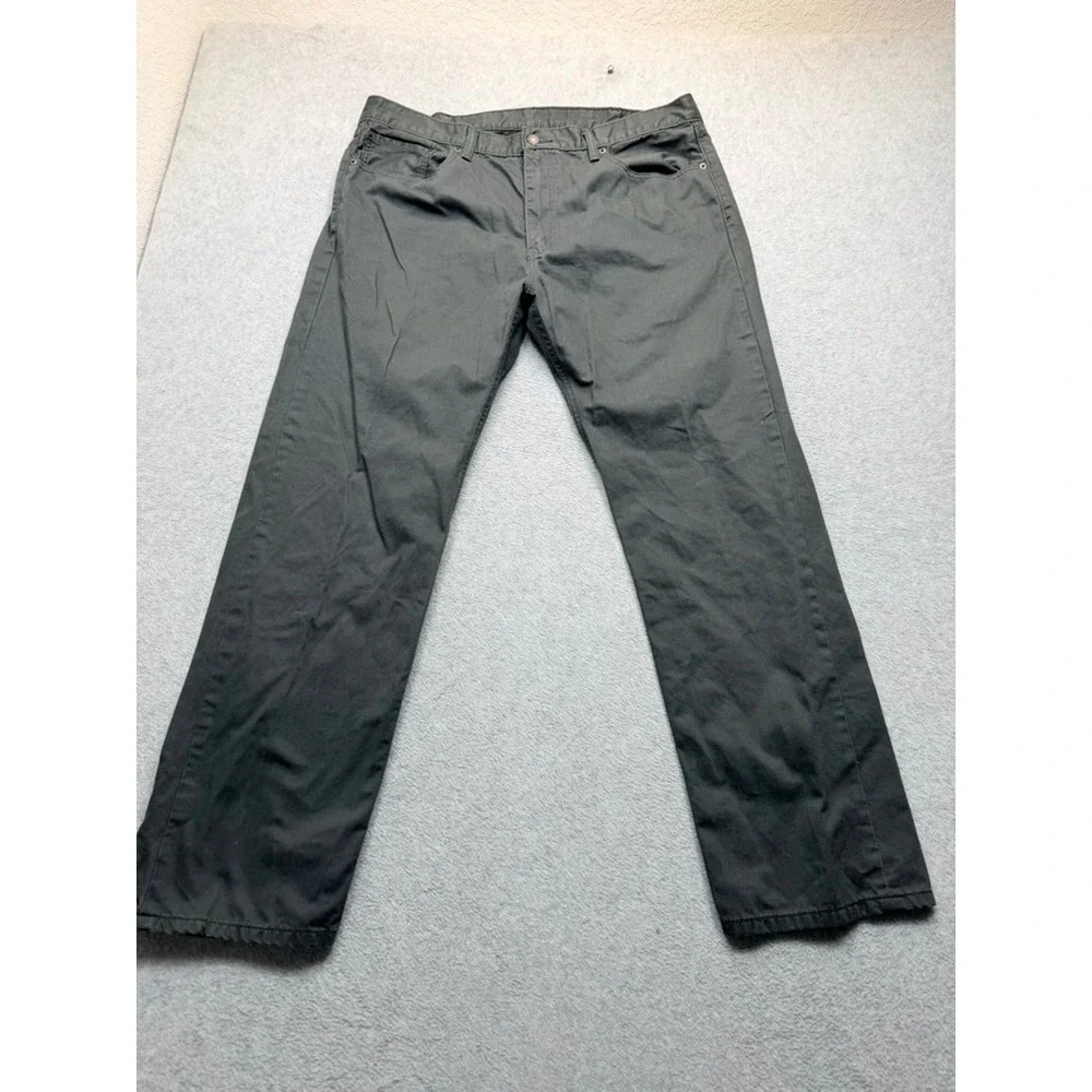 Levis 505 Regular Fit Straight Leg Grey Pants Mens 40x32 Charcoal Twill Chino